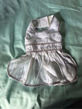 White & Lavender Floral Dog Dress - dog /cat Couture dress NWOT